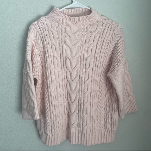 Vince Camuto Pink Knit Women's Pullover Sweater3/4 Sleeve High Sleeve Medium - Picture 5 of 10